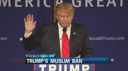 Headline reading: Trump's Muslim Ban